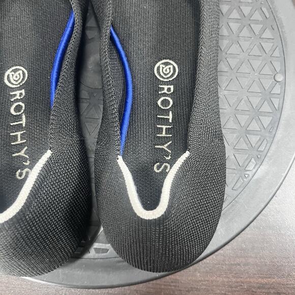 Rothy's Womens Size 10 The Flat Black Flats White Halo Round Toe Comfort Shoes - Picture 6 of 10